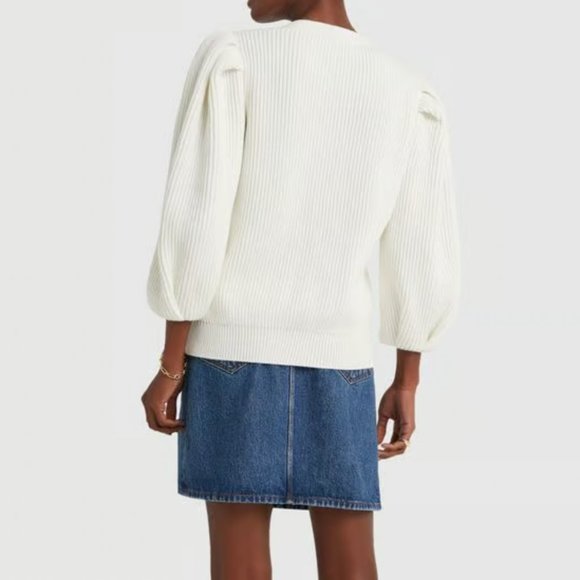 G. Label by Goop | Hill Ribbed Puff Sleeve Cardigan NWOT - Picture 2 of 7